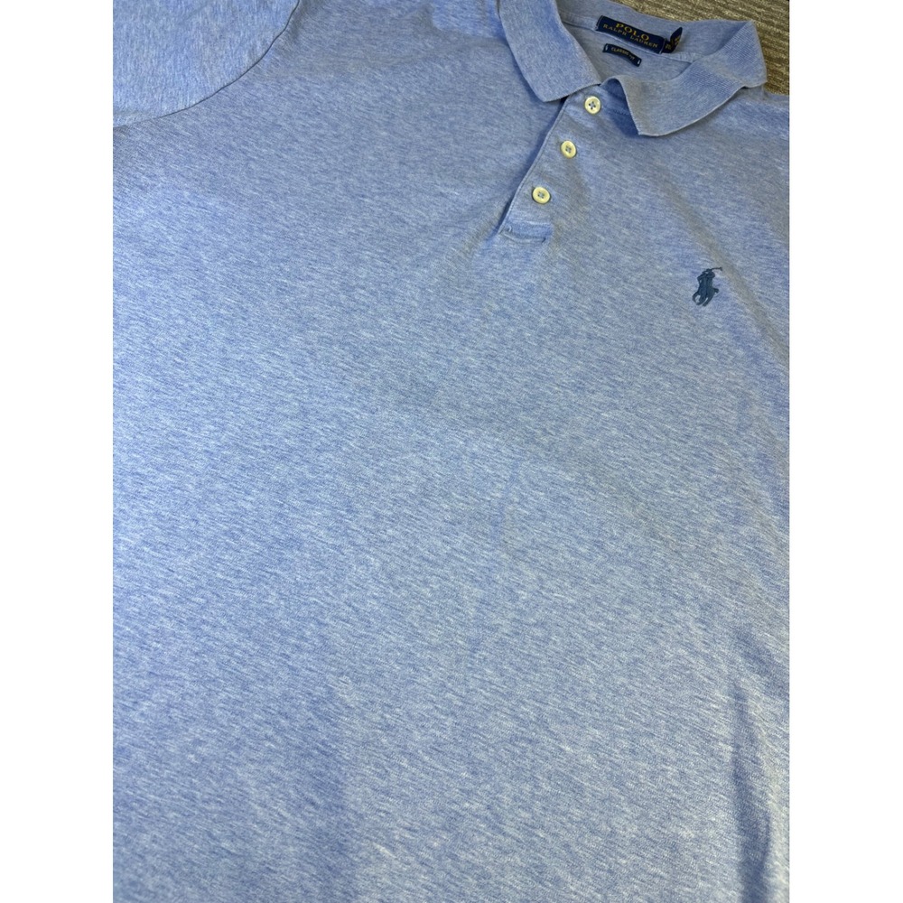 Polo Ralph Lauren Shirt Mens Classic Fit Heathered Blue Cotton Polo XL Pony - Picture 1 of 8